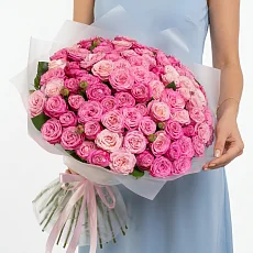 Букет из 51 розовой пионовидной розы