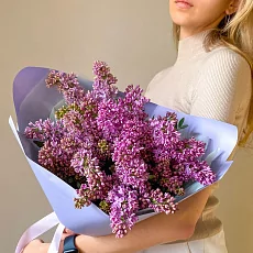 Композиция 7 веток сирени в дизайнерской упаковке