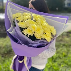 Мини Букет желтых кустовых хризантем
