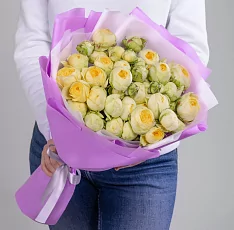 15 Кустовых Пионовидных Желтых Роз