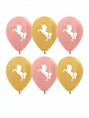 Гелиевые шарики Единорог 6 шт., Розовое золото