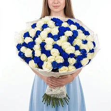 101 роза Нежный микс в упаковке