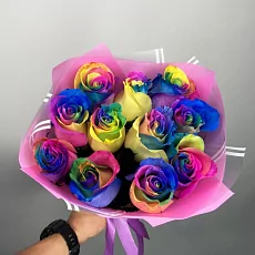 11 радужных роз 