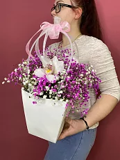 Композиция с Гипсофилой и орхидеей 