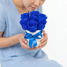 Розы Синие в коробке 7 шт