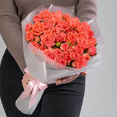 Букет из 11 Коралловых Роз в упаковке 