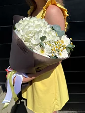 Гортензия и ромашки