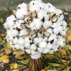 Букет невесты из белого хлопка