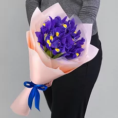 Букет из 9 Синих Ирисов в упаковке