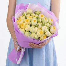 15 Кустовых Пионовидных Желтых Роз