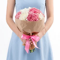 15 Снежных и розовых Гвоздик