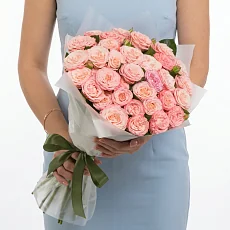 Букет 25 Пионовидных Персиковых Роз