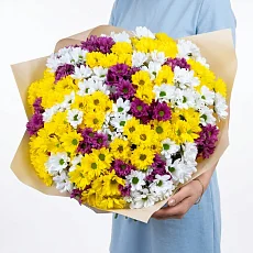 Букет микс из 35 хризантем