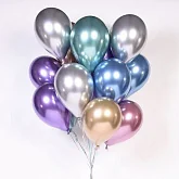 Облако шаров с гелием ассорти хром 15 шт