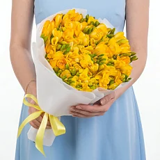 35 Желтых Фрезий в упаковке