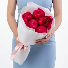 5 Малиновых Пионов в упаковке