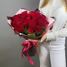 Букет живых цветов из 25 Красных Роз