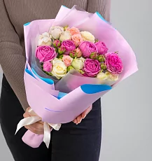 9 Кустовых Пионовидных Роз Микс