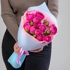 5 Малиновых Роз в упаковке