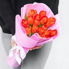 Букет 15 рыжих тюльпанов