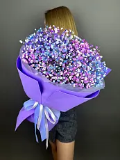 Букет живых цветов из гипсофилы