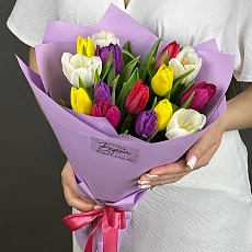Букет 15 Микс Тюльпанов