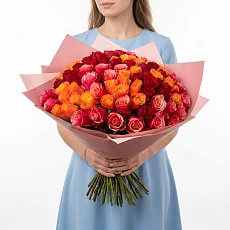Букет 101 роза спелый микс (40 см)