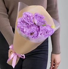 Букет из 3 Сиреневых Лизиантусов в упаковке