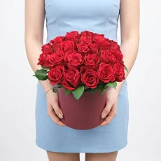 Коробочка с красными розами, 25 шт