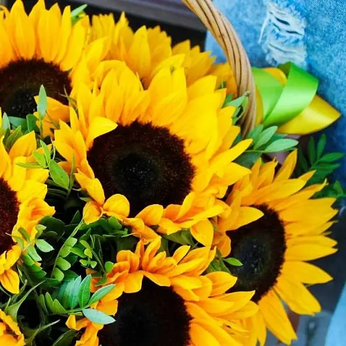 На фото №3 Корзина с подсолнухами