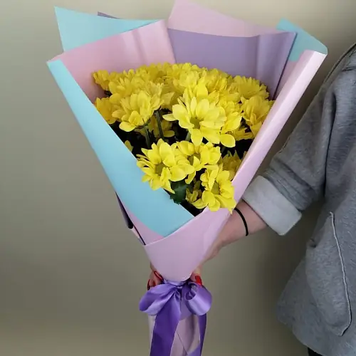 Букет "5 Жёлтых Кустовых Хризантем"