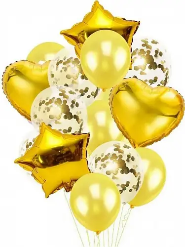 фонтан из золотых воздушных шаров, 14 шт