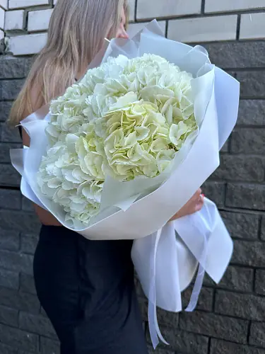 На фото №5 5 Белых гортензий в фоамиране