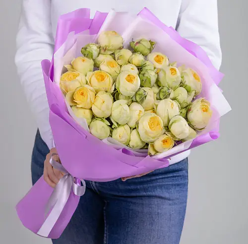 15 Кустовых Пионовидных Желтых Роз