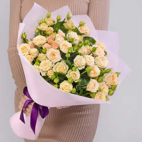 17 Кремовых Роз в упаковке