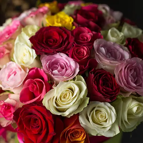 На фото №4 55 Роз Микс (30-40 см.) в коробке