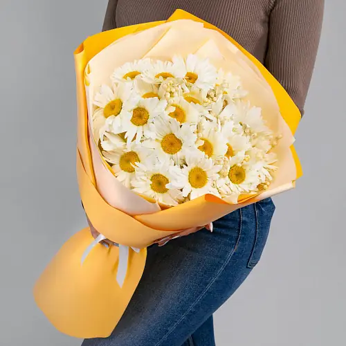 Букет из ромашек в пленке