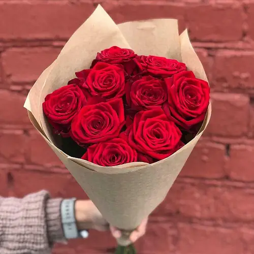 Красные розы премиум 9 штук
