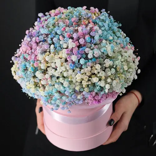 На фото №2 Гипсофила в коробке шляпной 