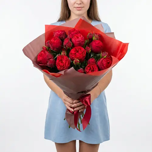 11 Кустовых Бордовых Роз