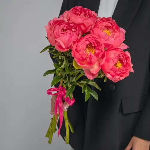 5 Коралловых Пионов под ленту 