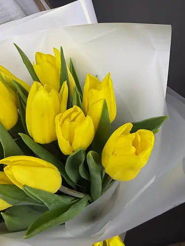 На фото №5 Букет из желтого тюльпана 11 шт.