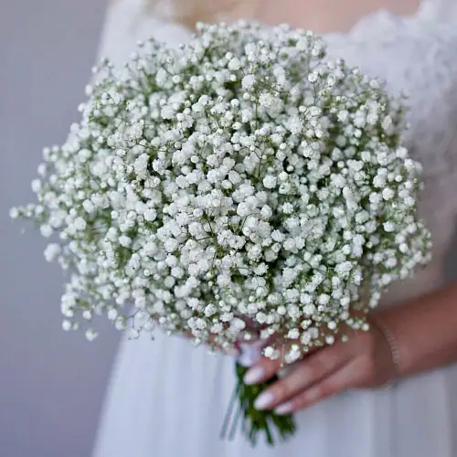 На фото №2 Свадебный букет из гипсофилы